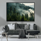 Misty Forest Wall Art Premium Canvas Print, Foggy and Serene Atmosphere