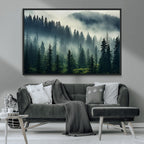 Captivating Misty Forest Wall Art, Foggy and Serene Atmosphere Canvas Print