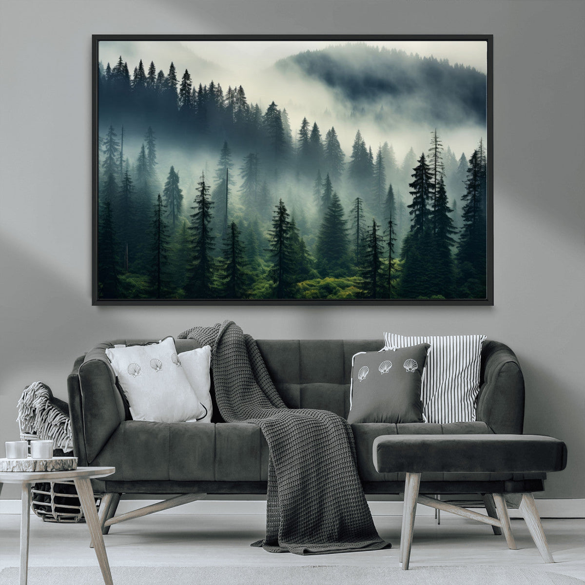 Captivating Misty Forest Wall Art, Foggy and Serene Atmosphere Canvas Print