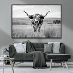 Texas Cow Longhorn Wall Art Canvas Print for Farm House Wall Art, Framed and Ready to Hang