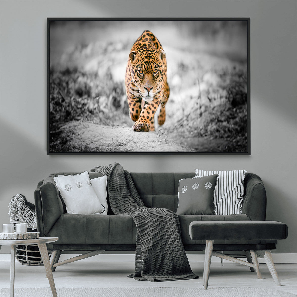 Jaguar Wall Art Canvas Print, Majestic Big Cat in Focused Pursuit