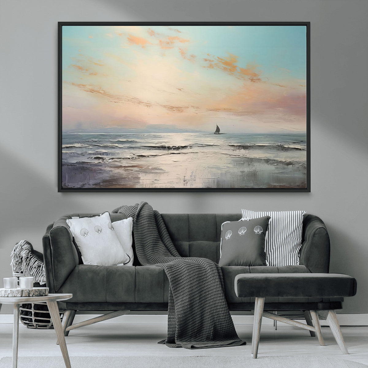 Abstract Ocean Wall Art, Boat Wall Art Canvas Print