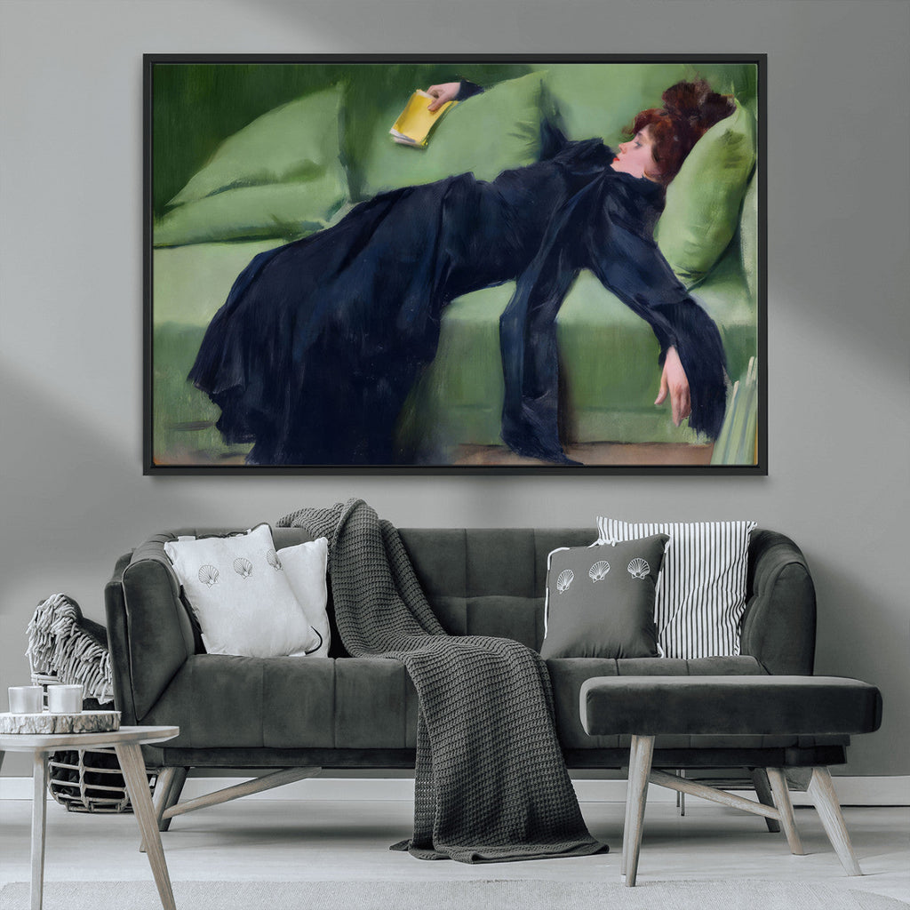 Decadent Girl by Ramon Casas Wall Art Canvas Print, Framed
