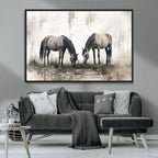 Chinese Ink Style Vintage Horses Wall Art Canvas Print