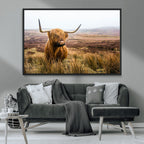 Scottish Highland Cow Canvas Wall Art, Rustic Farmhouse Decor