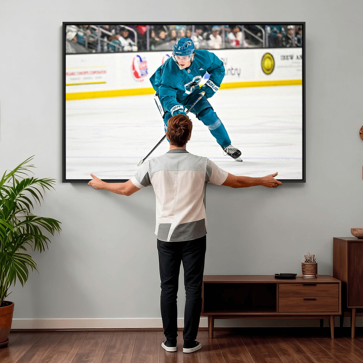 San Jose Sharks Ice Hockey Player Wall Art Canvas Print