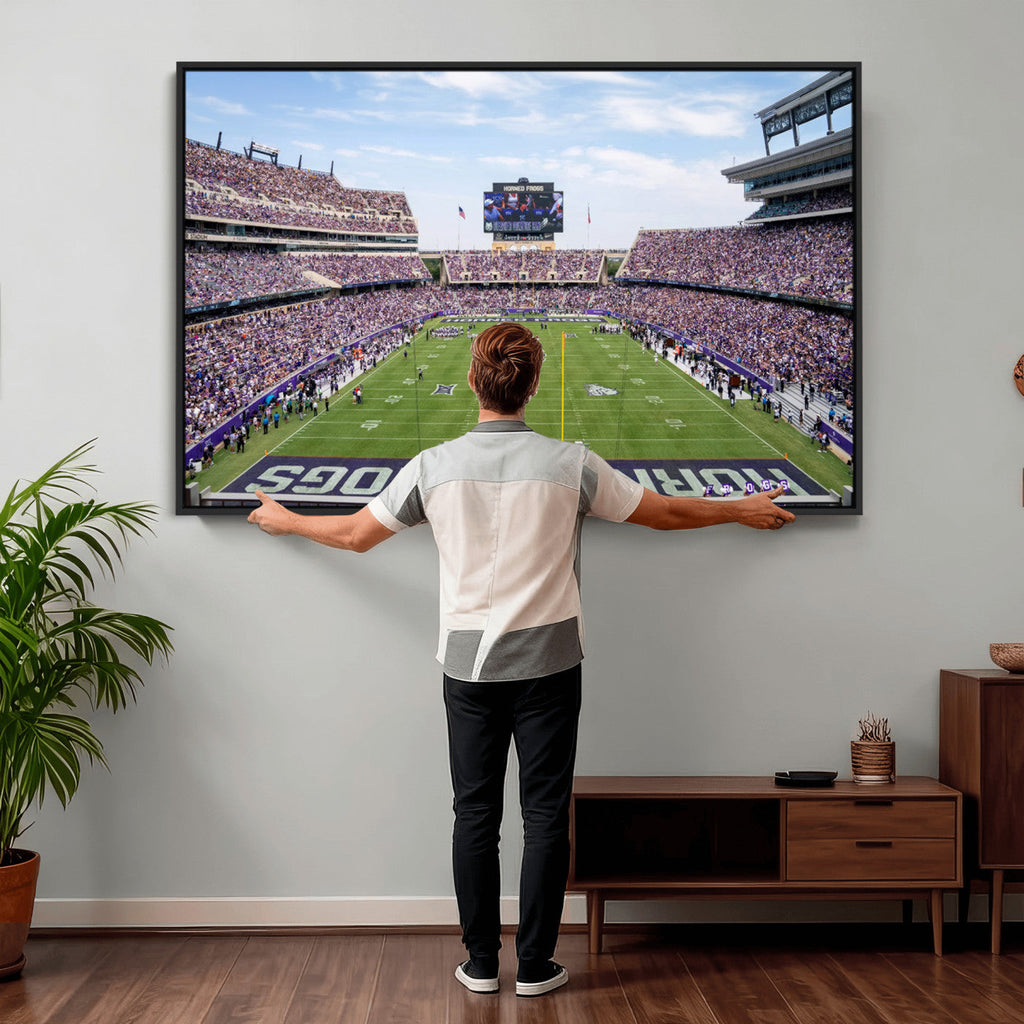 TCU Horned Frogs Football Team Print, Fort Worth Amon G. Carter Stadium, Framed and Ready to Hang