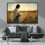 Jesus the Good Shepherd Wall Art Canvas Print, Inspirational Christian Religious Print for Prayer Room