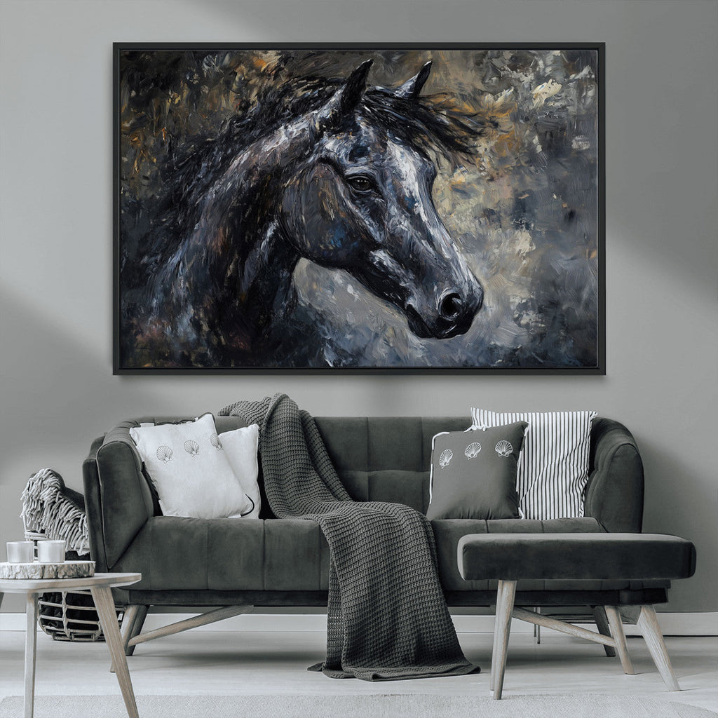 Large Abstract Horse Wall Art Canvas Print, Farmhouse Wall Art