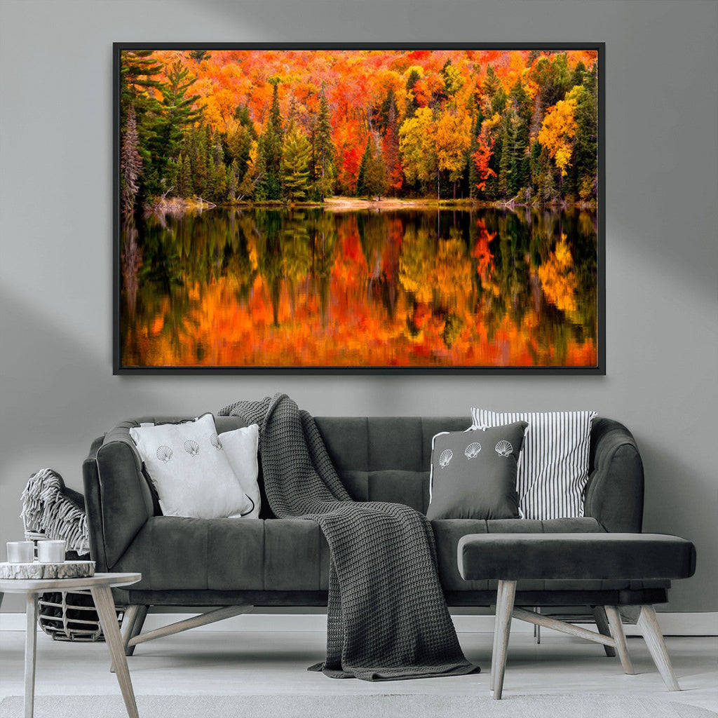 Forest Reflection Art | Autumn Forest Reflection Wall Art | Triptych Canvas Print