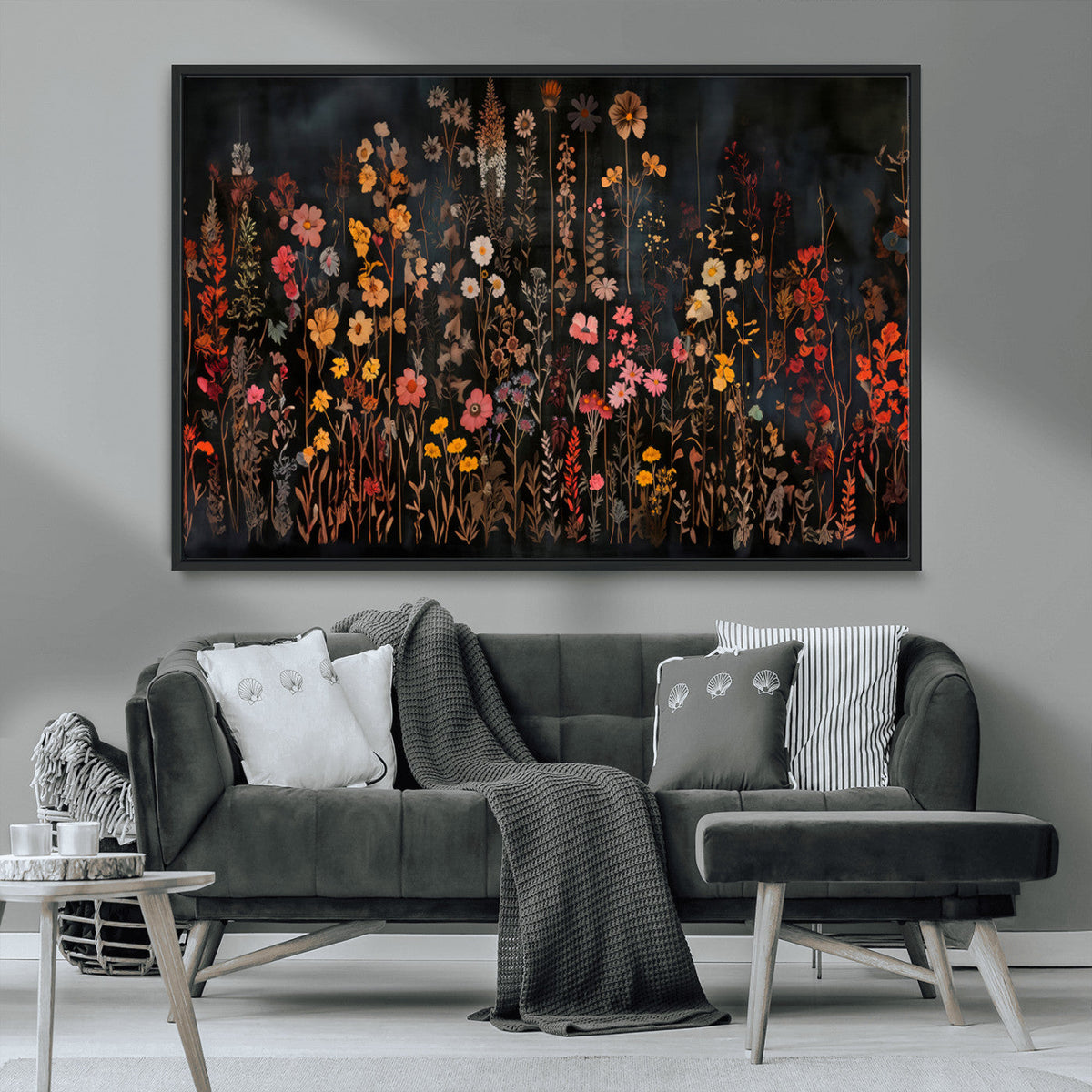 Large Floral Painting Print Illustration Flowers Canvas Wall Art