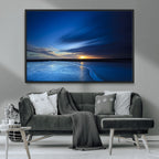 Blue Sunset Ocean Canvas Wall Art Print | Serene Coastal Horizon