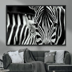 Zebra Wall Art | Zebra Close Up Canvas Print | Framed Black and White Wildlife