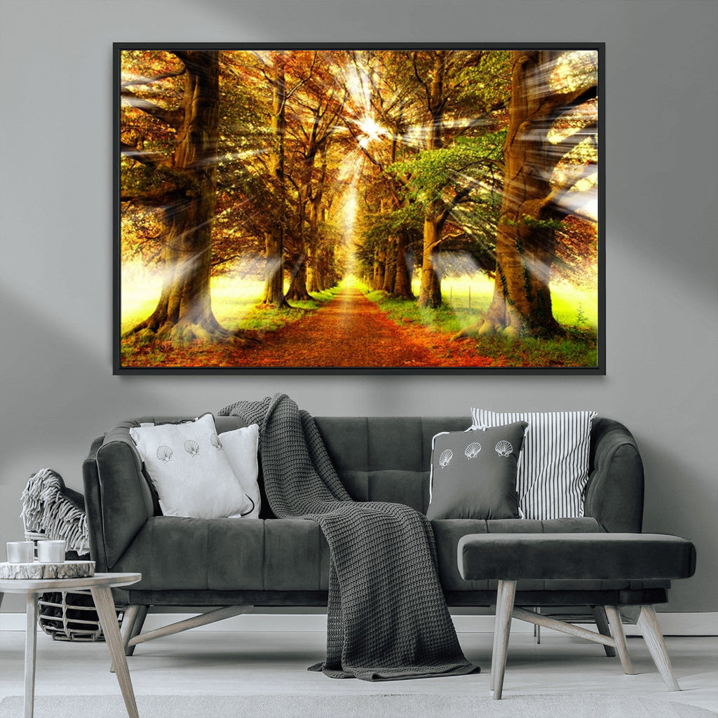 Sunshine in Forest and Trees Wall Art Canvas Print