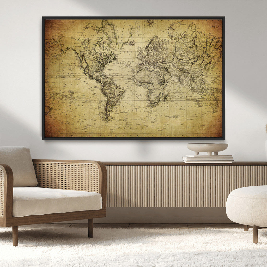 Push Pin World Map Canvas Print | Travel Tracker Wall Art