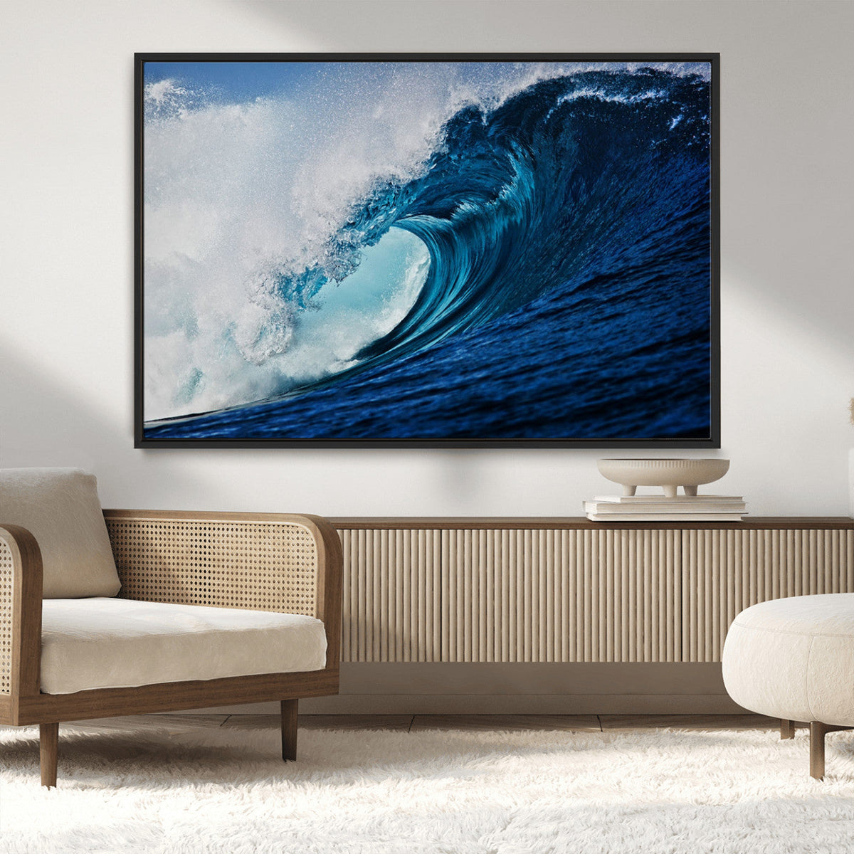 Ocean Wave at Sunset Canvas Art, Large Wall Print of Vibrant Water Waves