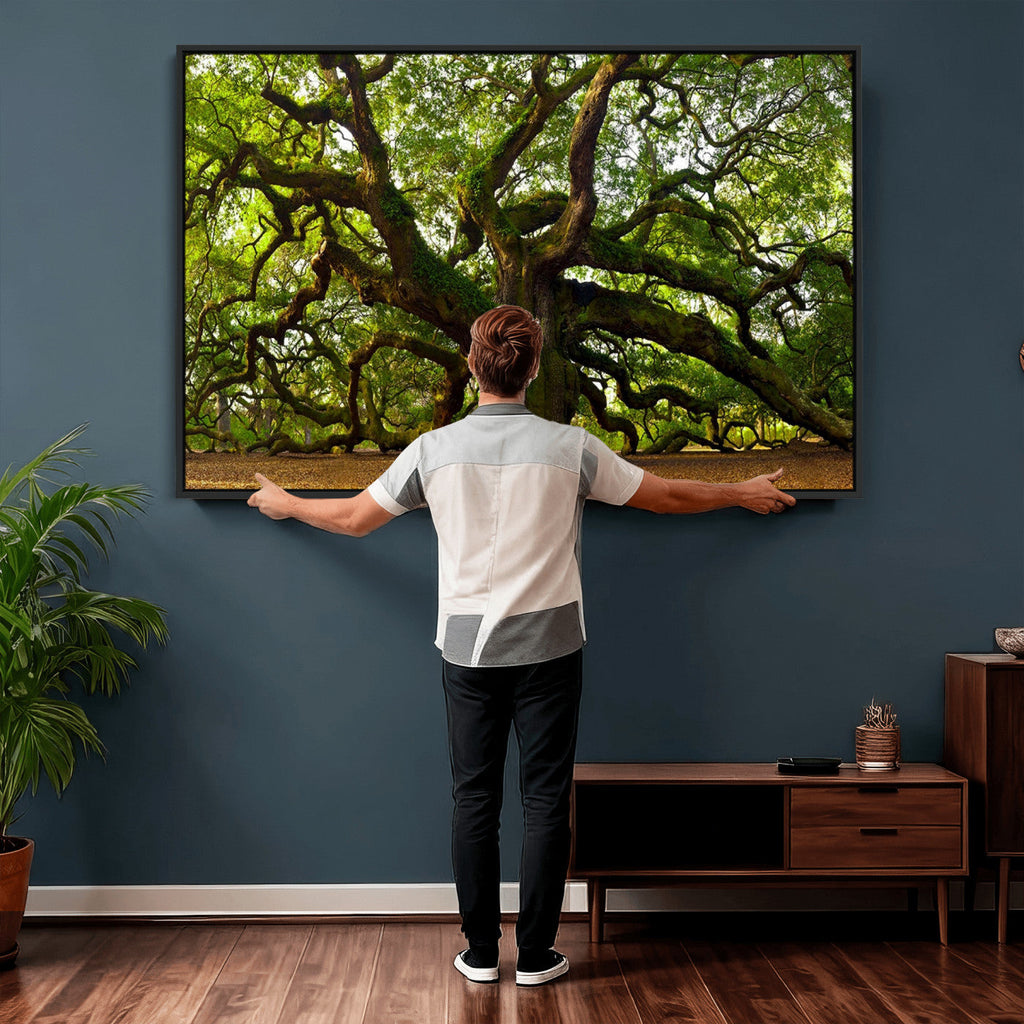 Angel Oak Tree Wall Art Canvas Print | Forest Tree Nature Photography Print