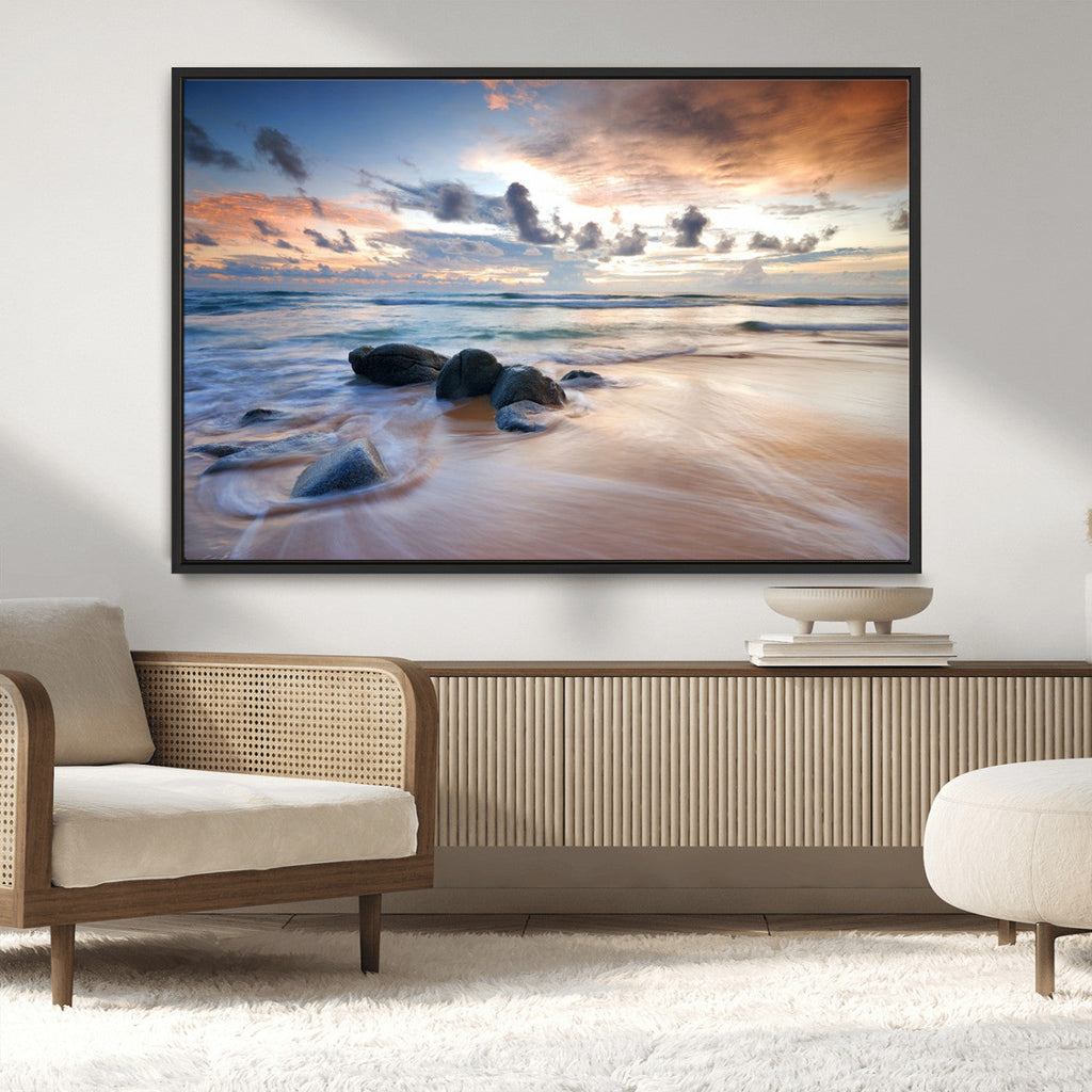 Serene Weather On The Beach Wall Art Canvas Print