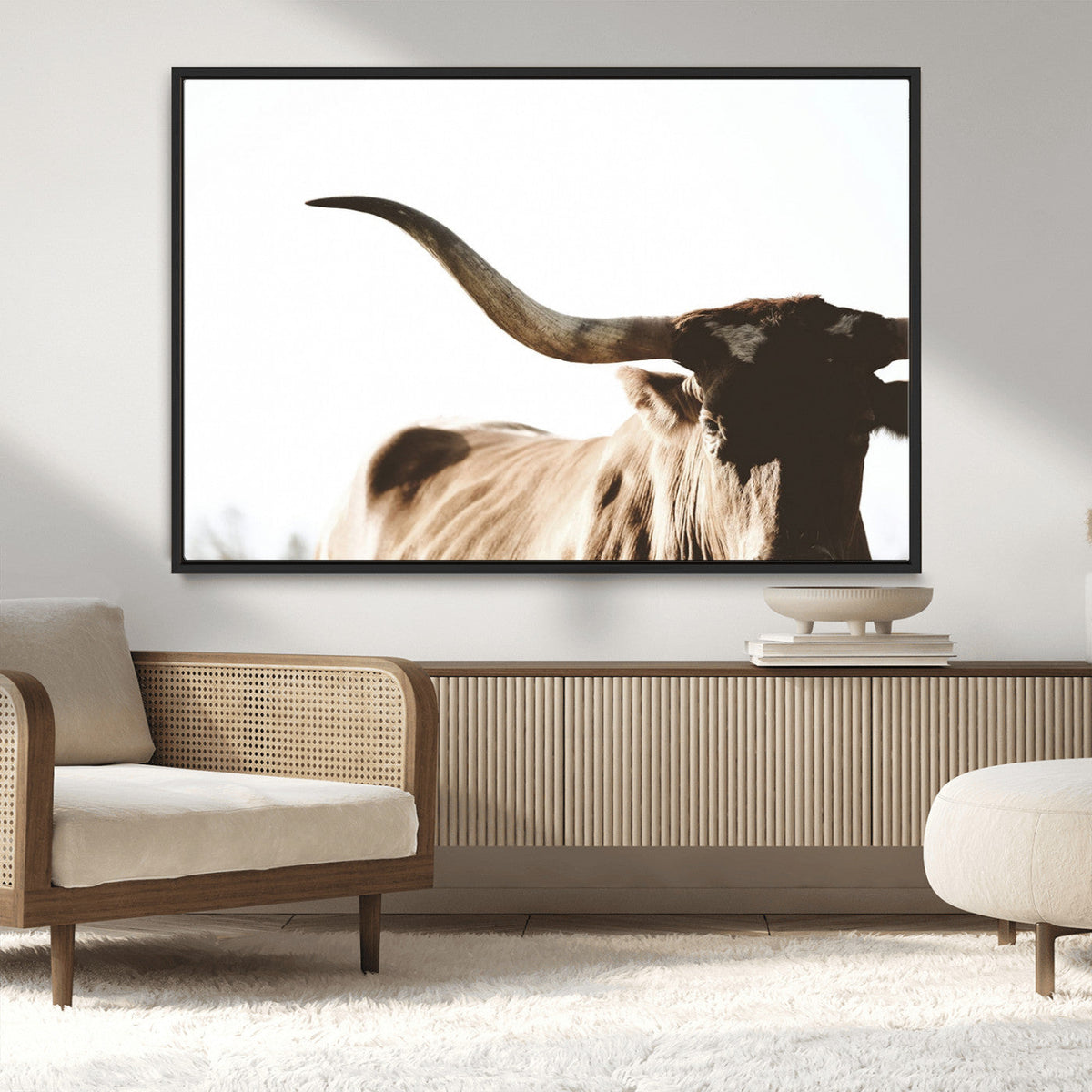 Texas Longhorn Wall Art Canvas Print, 3-Panel
