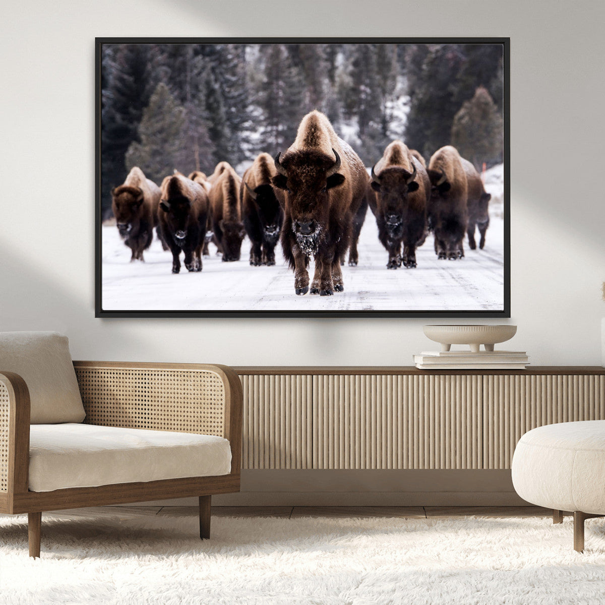 Bison Wall Art Canvas Print, Bison Herd Canvas Wall Art