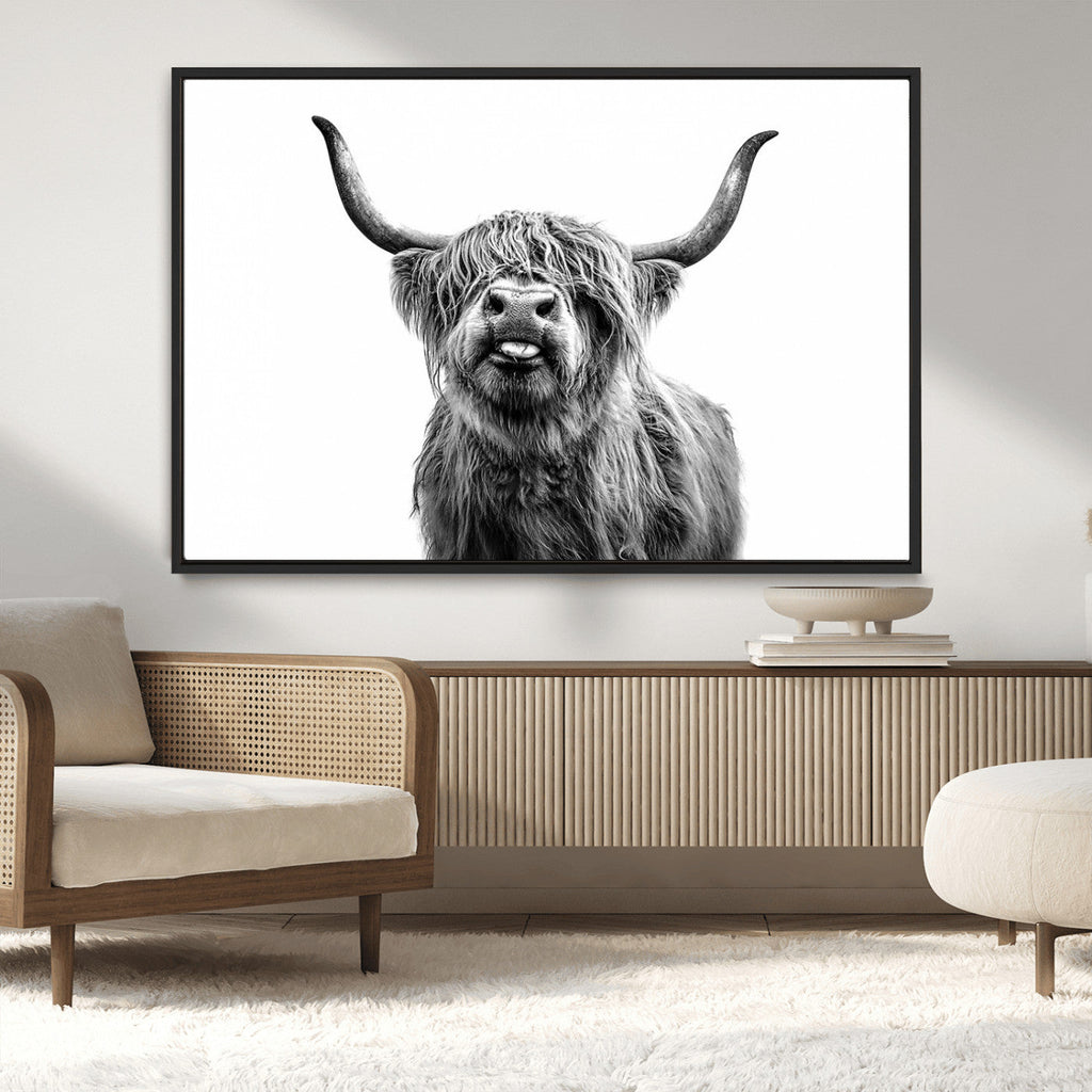 Fanny Scottish Highland Cow Cattle Art Print Farmhouse Wall Art Canvas Print