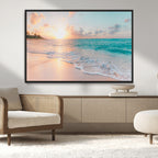 Beach Sunrise Wall Art, Coastal Seascape Canvas Print, Ocean Wave Wall Decor