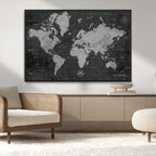 World Map Canvas Print, Detailed Map of the World Wall Art for Home or Office