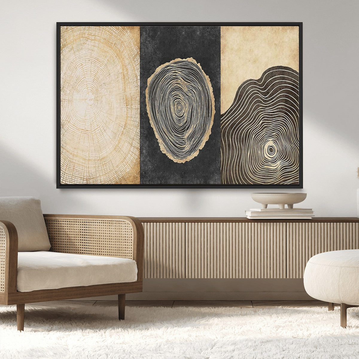 Tree Rings Canvas Wall Art Print, Minimalist Natural History in Modern Decor