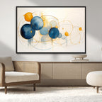 Geometric Blue Orange Abstract Wall Art Canvas, Geometric Blue Orange Canvas Print