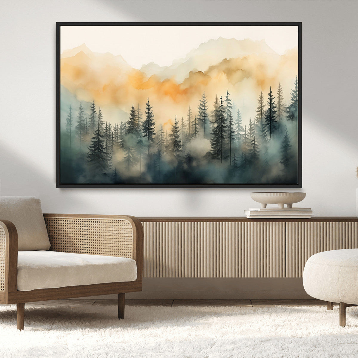 Abstract Forest Print | Mountain Wall Art | Autumn Landscape Canvas Print