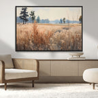 Golden Fields Canvas Wall Art Print | Serene Minimalist Landscape for Modern Decor