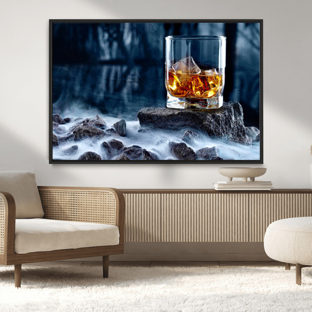 Whiskey Ice Wall Art Canvas Print