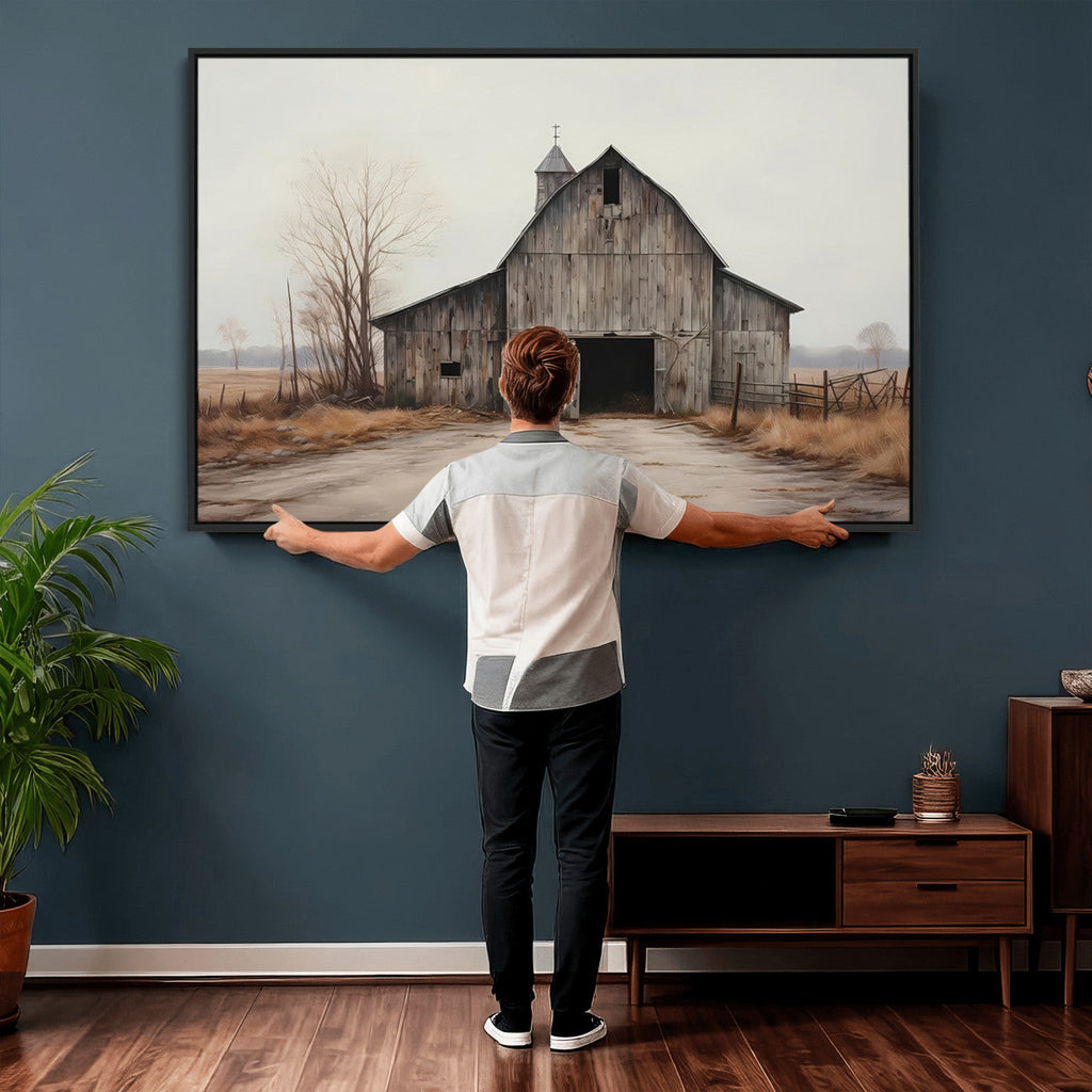 Farmhouse Rustic Barn Wall Art Canvas Print, Framed and Ready to Hang