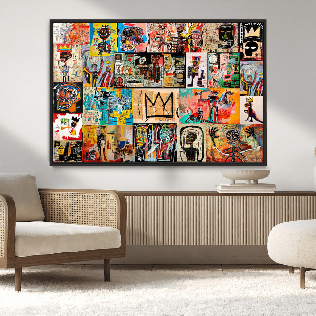Abstract Art Collage Wall Art Canvas Print, Urban Graffiti Style