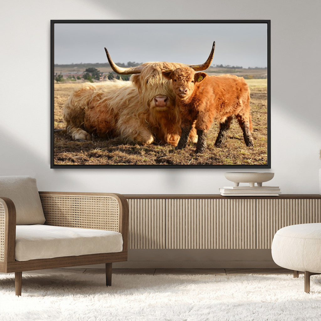 Highland Cow Canvas Wall Art Animal Print for Farm House Decor
