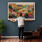 Framed Yayoi Kusama 1986 Wall Art Print | Japanese Wabi Sabi Vibrant Abstract Landscape Canvas