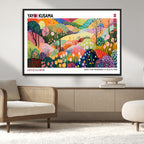 Framed Yayoi Kusama 1986 Wall Art Print | Japanese Wabi Sabi Vibrant Abstract Landscape Canvas