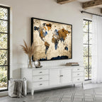 World Map Wall Art | Antique Style Blue and Brown Map Canvas Print