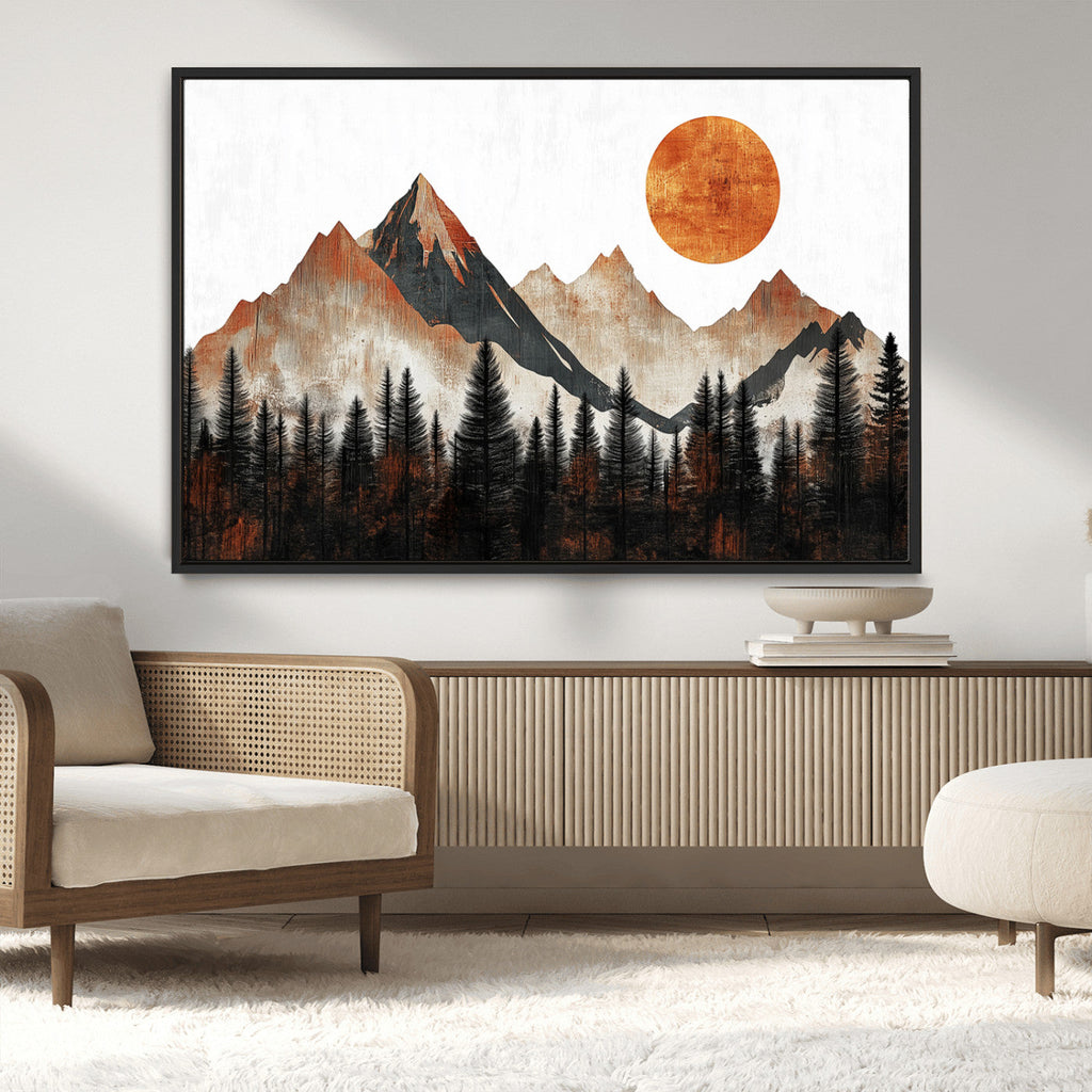 Modern Abstract Mountain Canvas Wall Art Print