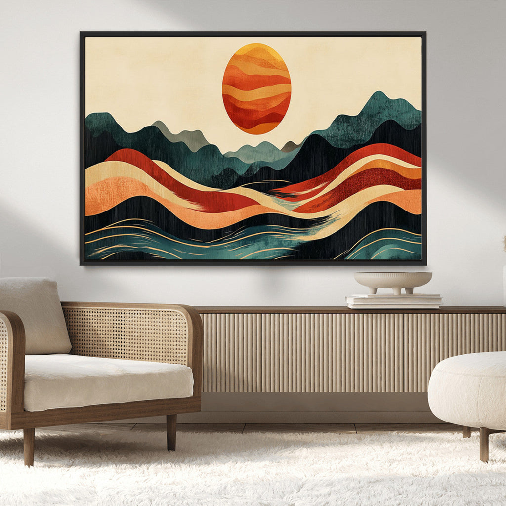 Mountain Triptych Wall Art Canvas Print | Western Boho Pine Tree Nature Print