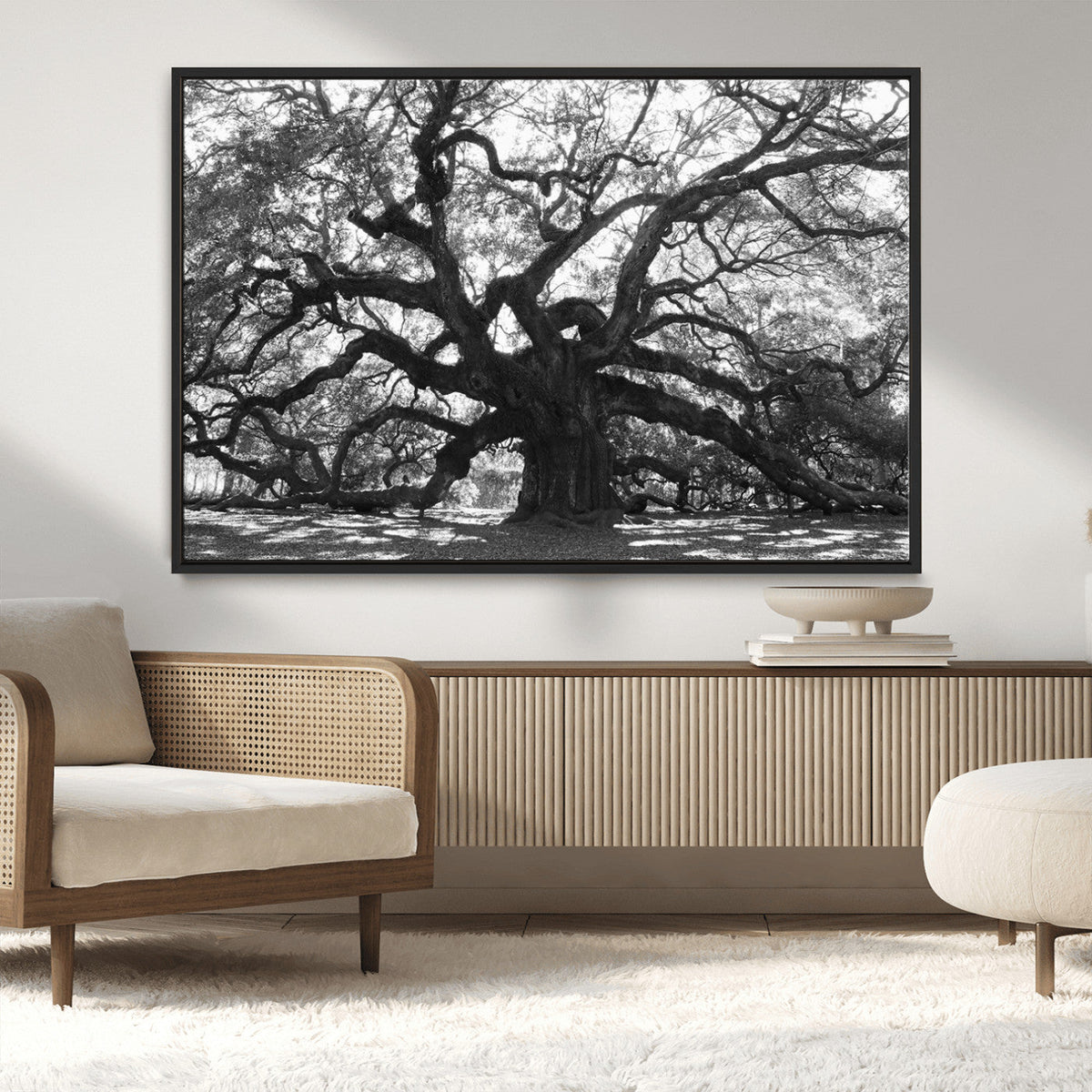 Ancient Oak Wall Art Canvas Print | Gnarled Tree with Twisted Branches