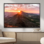 Mountain Sunrise Wall Art | Framed Alpine Ridge Canvas