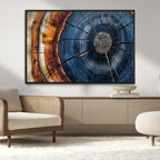 Framed Abstract Tree Ring Wall Art Print, Natural Rustic Wood Grain Canvas Print