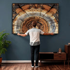 Tree Rings Wall Art Canvas Print, Rustic Wood Grain