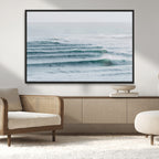 Ocean Waves Wall Art Canvas Print, Framed Surfer Lineup on a Crowded Ocean