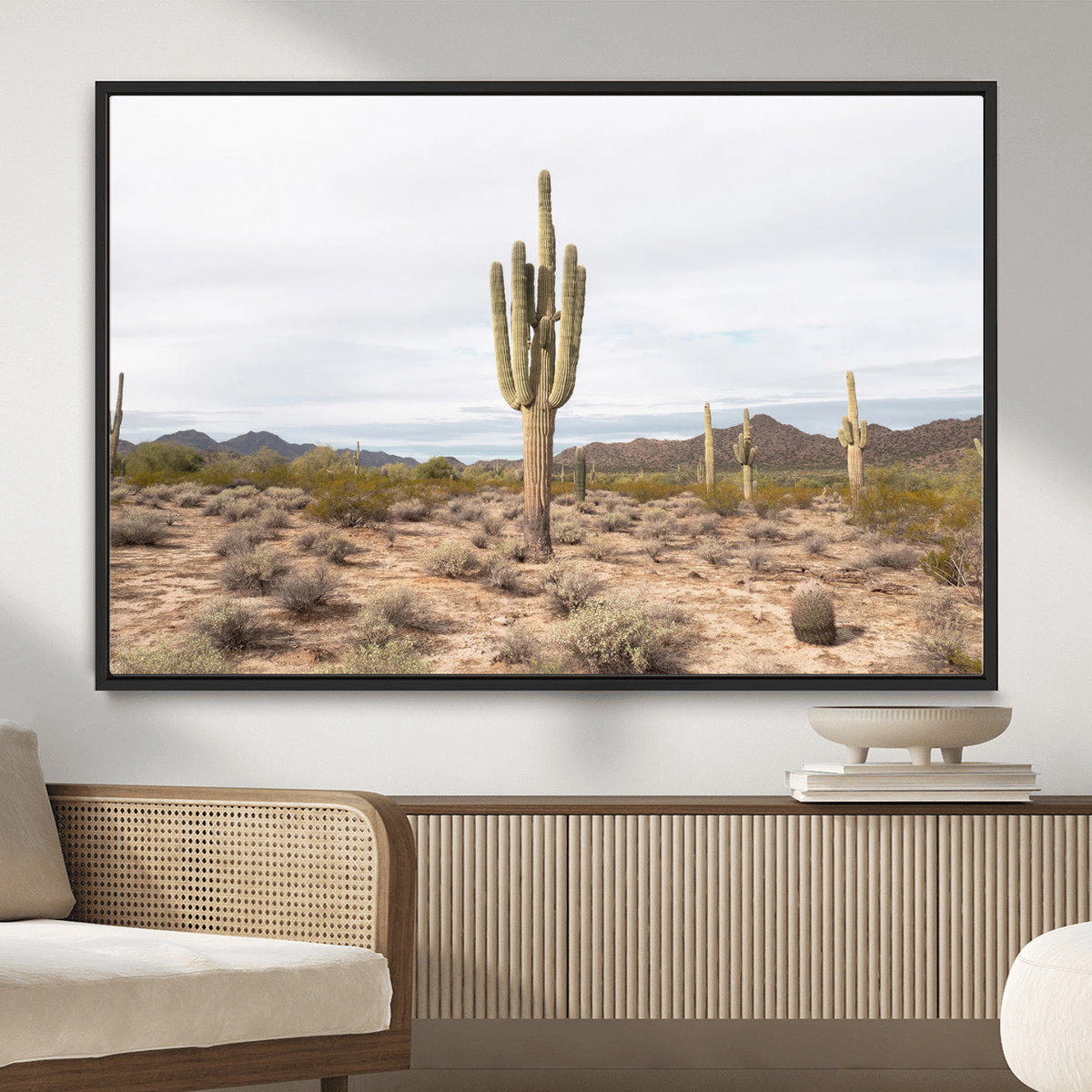 Saguaro Cactus Wall Art | Framed Desert Canvas Artwork
