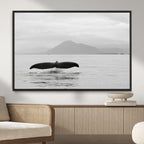 Whale Tail Wall Art | Framed Black White Ocean Canvas