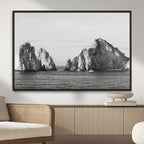 Coastal Wall Art | Framed Black White Ocean Canvas Artwork