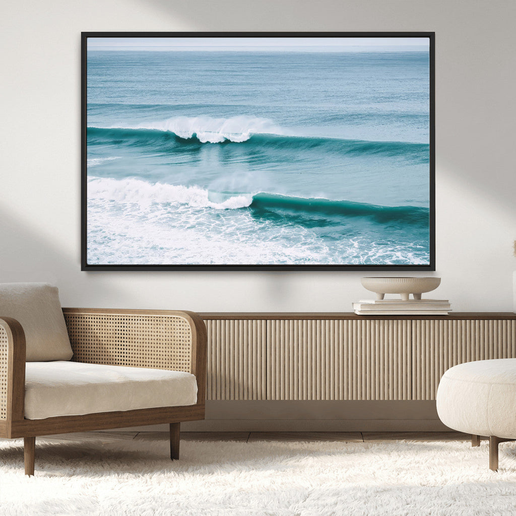 Ocean Swell Wall Art Canvas Print, Framed Surf Waves and Blue Water Scene