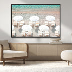 Calm Beach Wall Art | Framed Turquoise Water Canvas Artwork